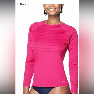 Speedo Womens Performance Long Sleeve Crewneck Swim Tee Sz Large